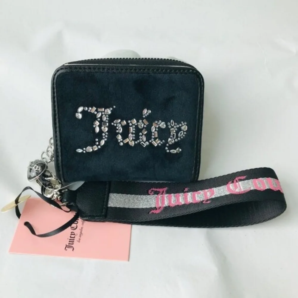 🖤▪️Juicy Couture ▪️All That Glitters Small Liquorice Silver Zip Around Wallet